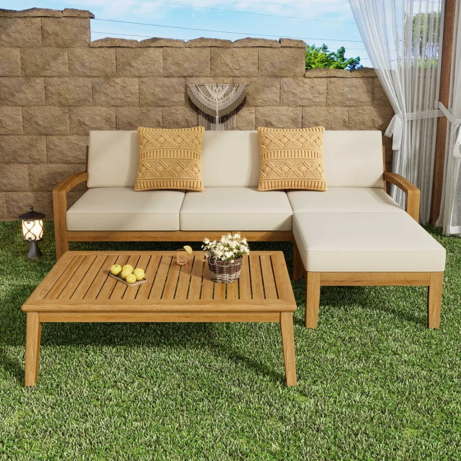 

GRENADA L Shape 5pc Acacia Sectional Patio Sofa Set