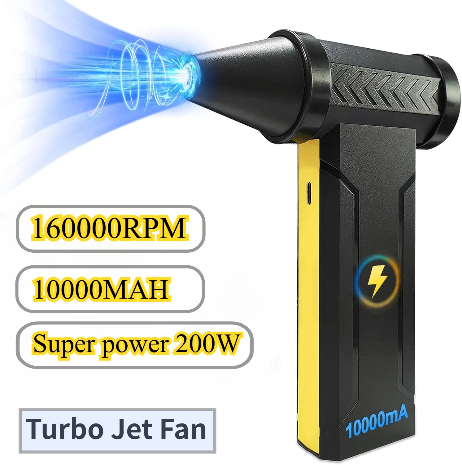 160000RPM Strong Wind 60M/S Mini Turbo Jet Fan 10000MAH Handheld Brushless Motor Generation Blower industrial Duct Fan HOME Car