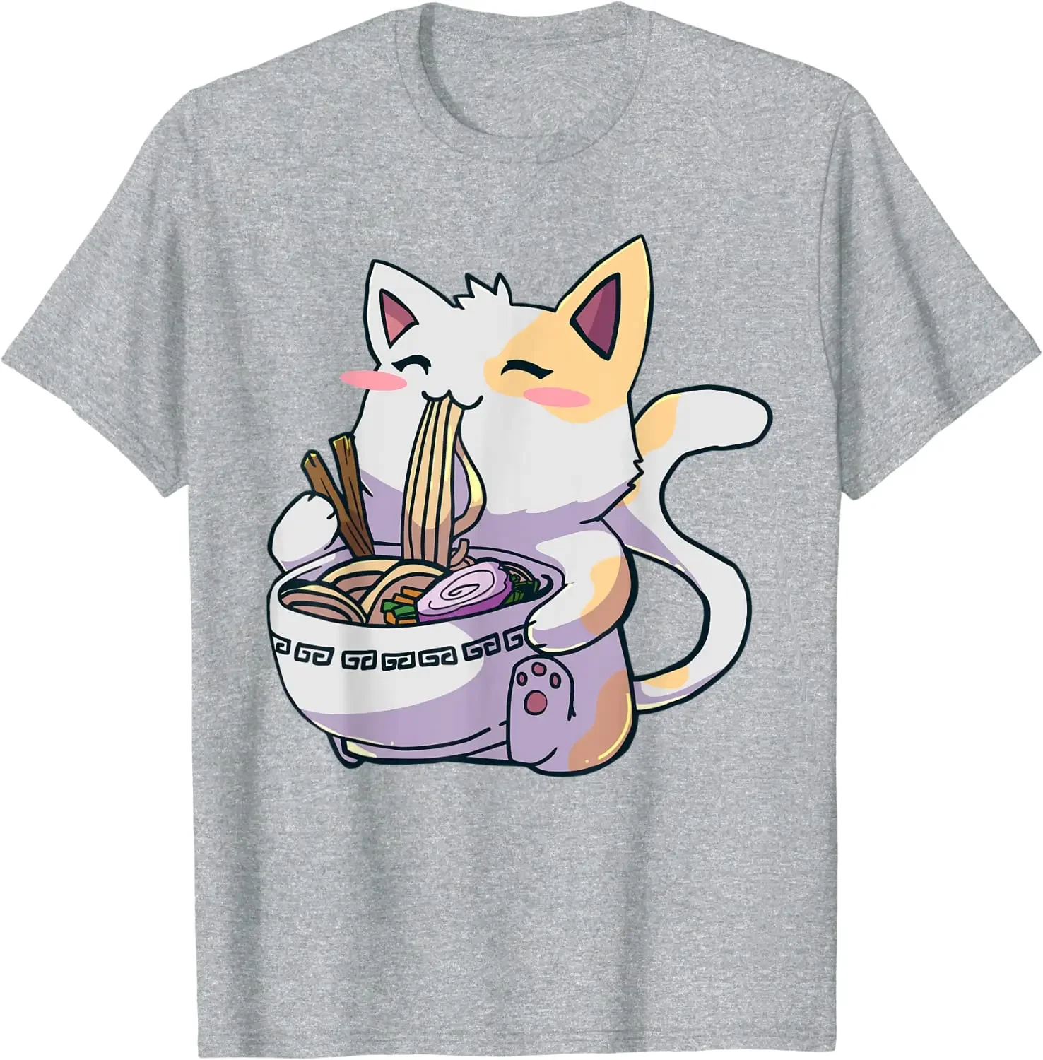 T-shirt anime vintage para homens, T Kawaii japonês, gato ramen, camisa Neko, camisas pro escolha