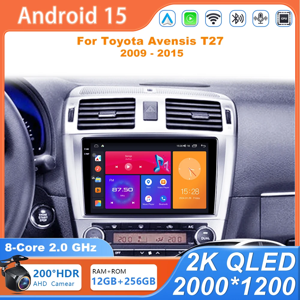 

Android 15 Car Radio For Toyota Avensis T27 2009 - 2015 Navigation GPS Multimedia Player Stereo wifi+4G Carplay auto video 2din