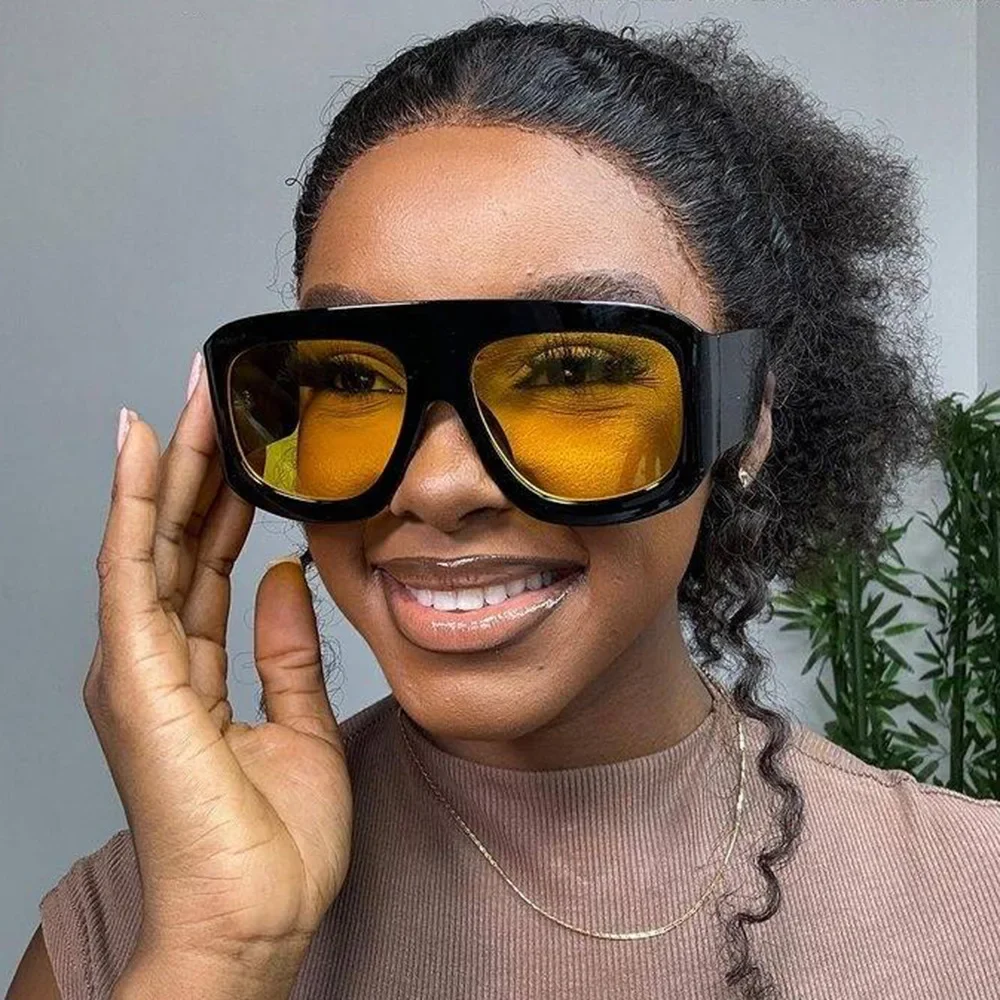 JNPCXI Übergroße quadratische Sonnenbrille Mode Farbverlauf Frauen Luxus Retro Shades UV400 Outdoor Männer Sonnenbrille – Detail 2