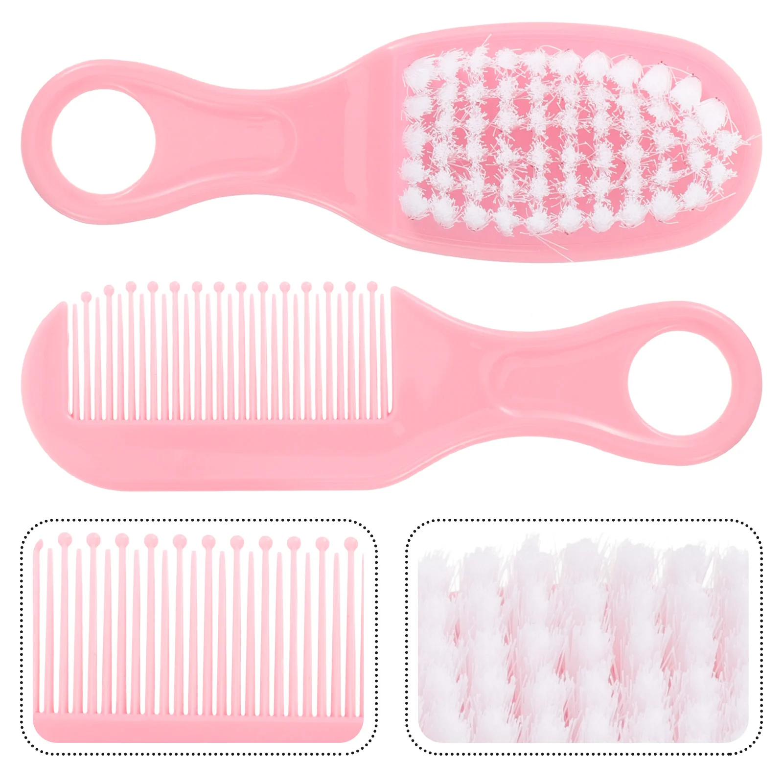 1 Set Baby Brush and Comb Newborn Infant Massage Hair Brush Comb Kit (Pink) Baby Comb Massage Comb Infant Comb