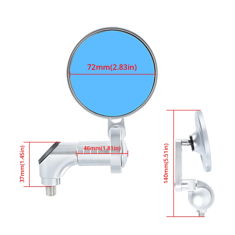 Universal Motorcycle 8 10mm Rearview Mirror CNC Aluminum Round Mirror For Scrambler Scooter Honda CB650R Vespa Sprint GTS300