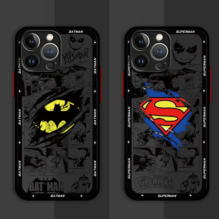 B-Batman Superman J-Joker Phone Case for Apple iPhone 7 8 Plus 13 Mini 12 XS Max SE 14 Pro 11 Pro XR 16 15 ProMax Matte Cover