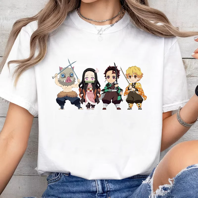 

Anime Kamado Tanjirou Kamado Nezuko Agatsuma Zenitsu Hashibira Inosuke Printed Shirt Women's Casual Personality Unisex T-shirt