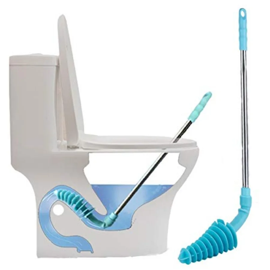 

Toilet Plunger, Siphon Type Toilet Clog Remover, Flexible Rubber Head Stainless Steel Handle, Toilet Dredge Tool, Squeegee Blue