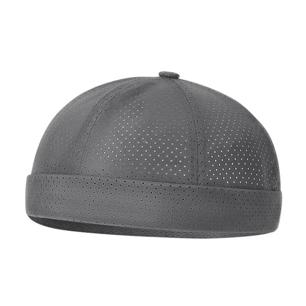 Ciepła Oddychająca Czapka Skullcap Unisex z Elastycznymi Panelami, Czapka Docker, Streetwearowa Czapka Dome, Czapki Hip Hop, Regulowane Wiosenne Czapki Bez Daszka z Siatką