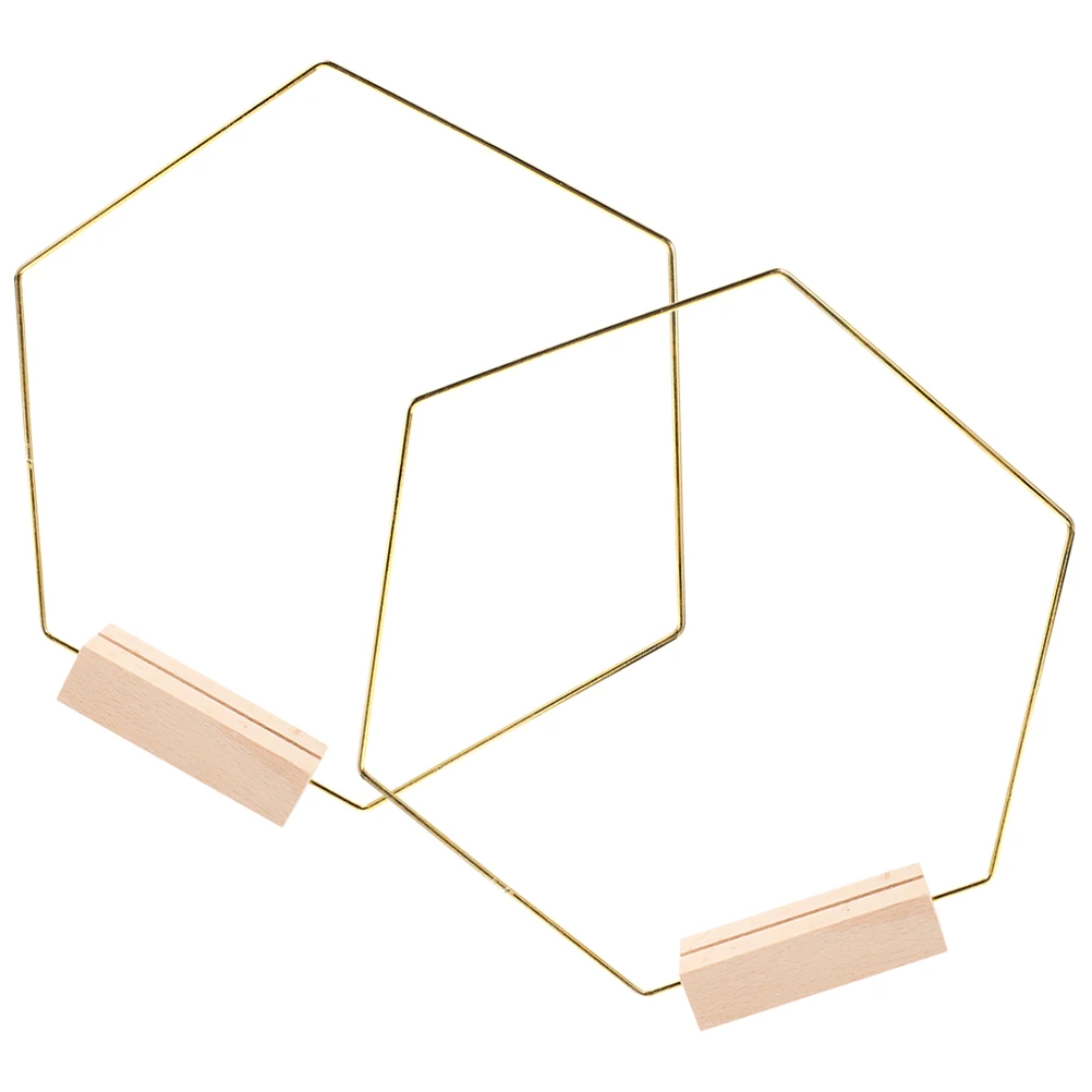 

2 set Metal Hoop For Crafts Iron Rings Hexagon Dreamcatcher Frame Wedding Diy Wreath Wooden Stand Rustproof Decor Desktop