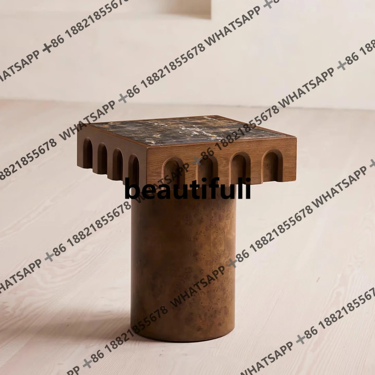 

Great discountsFrench side table medieval bedside table marble coffee table sofa side cabinet retro creative living room designe