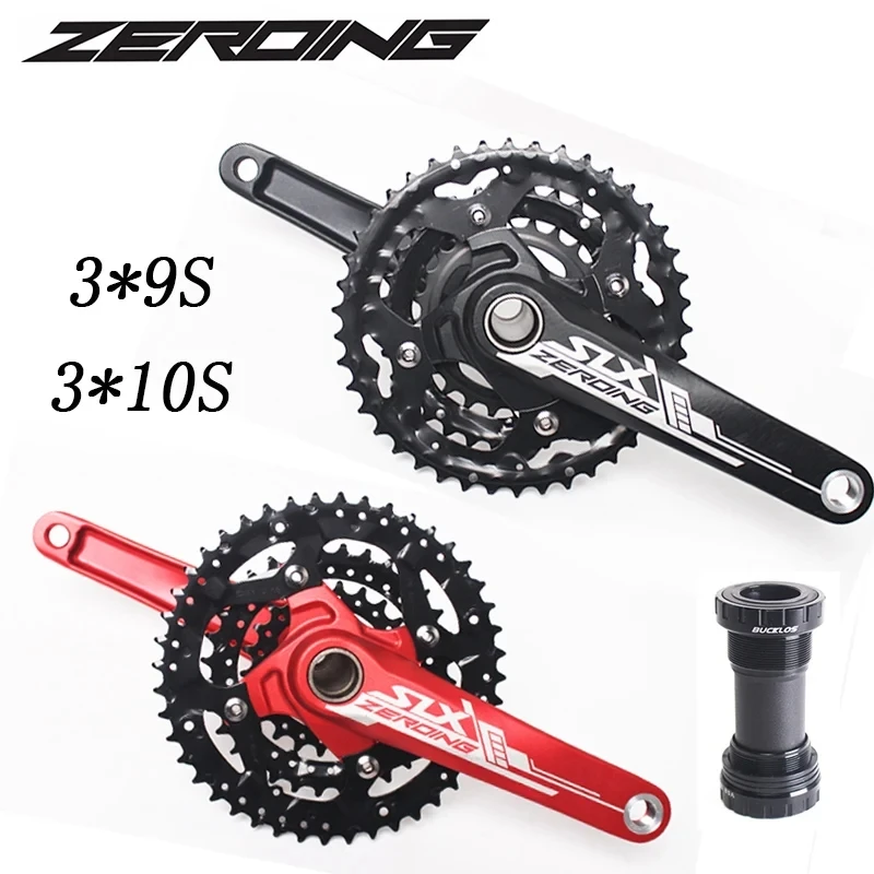 ZEROING 104/64 BCD Crankset 170mm Crank Arm with 3*9S 3*10S Bicycle Chainring 44/42/32/24/22T Mtb Crankset for Shimano SLX XT