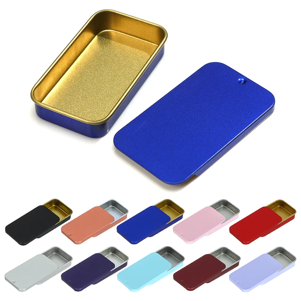 Multicolor Mini Tin Boxes Rectangular Metal Empty Tins With Lids Mini Storage Box Organizer For Jewelry Wedding Small Pill Cases