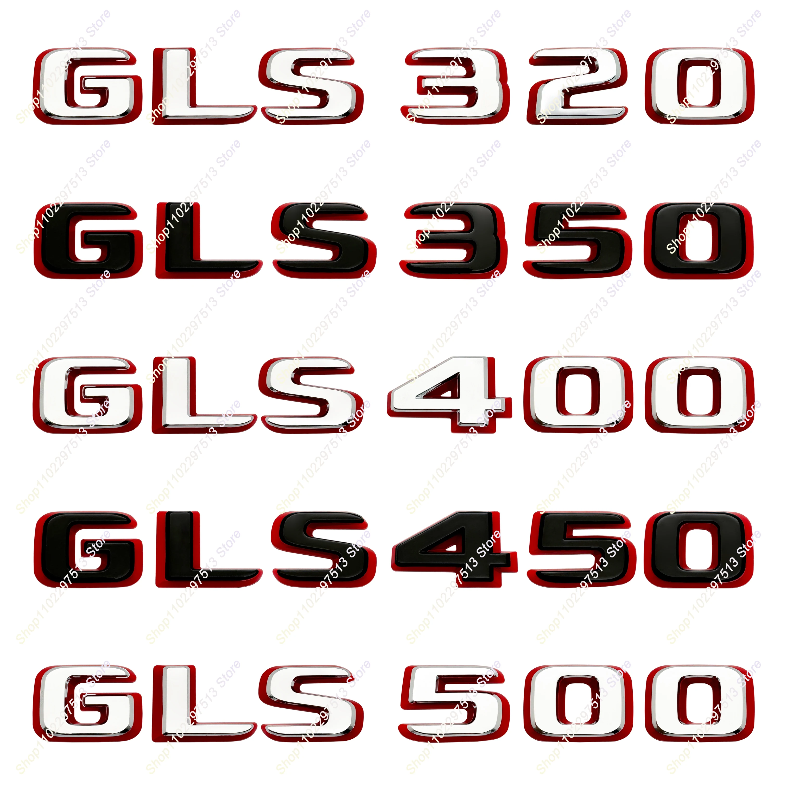 

Chrome Silver for Mercedes Benz X166 X164 Series GLS320 GLS350 GLS350d GLS400 GLS500 3D Letters Car Rear Trunk Badge Sticker