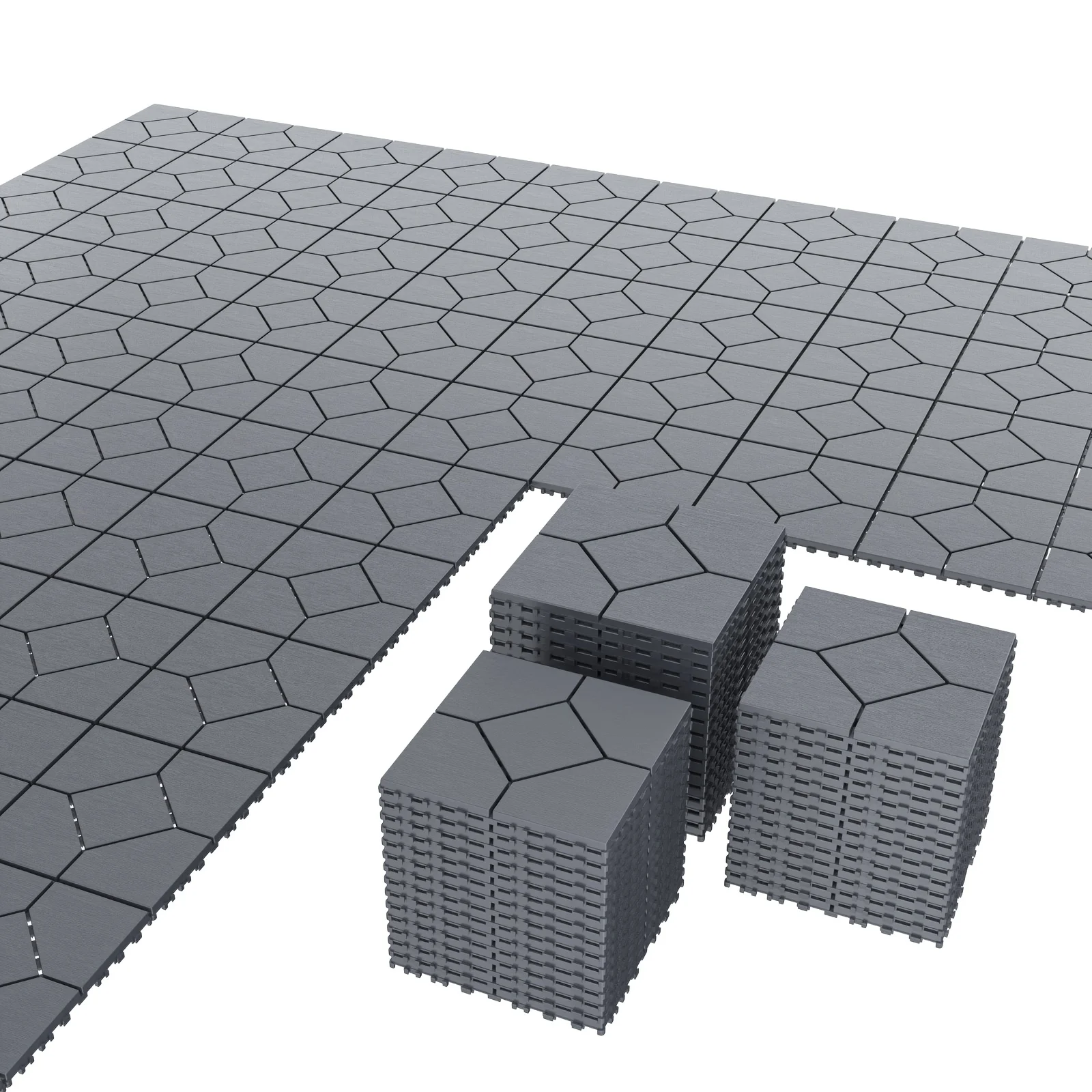

Set of 60 Interlocking Plastic Deck Tiles, Each Measuring 12 Inches by 12 Inches, Designed for Waterproof Outdoor Flooring Suitable for All Weather Conditions. Ideal for Patios, Pool Areas, Balconies, And Backyards