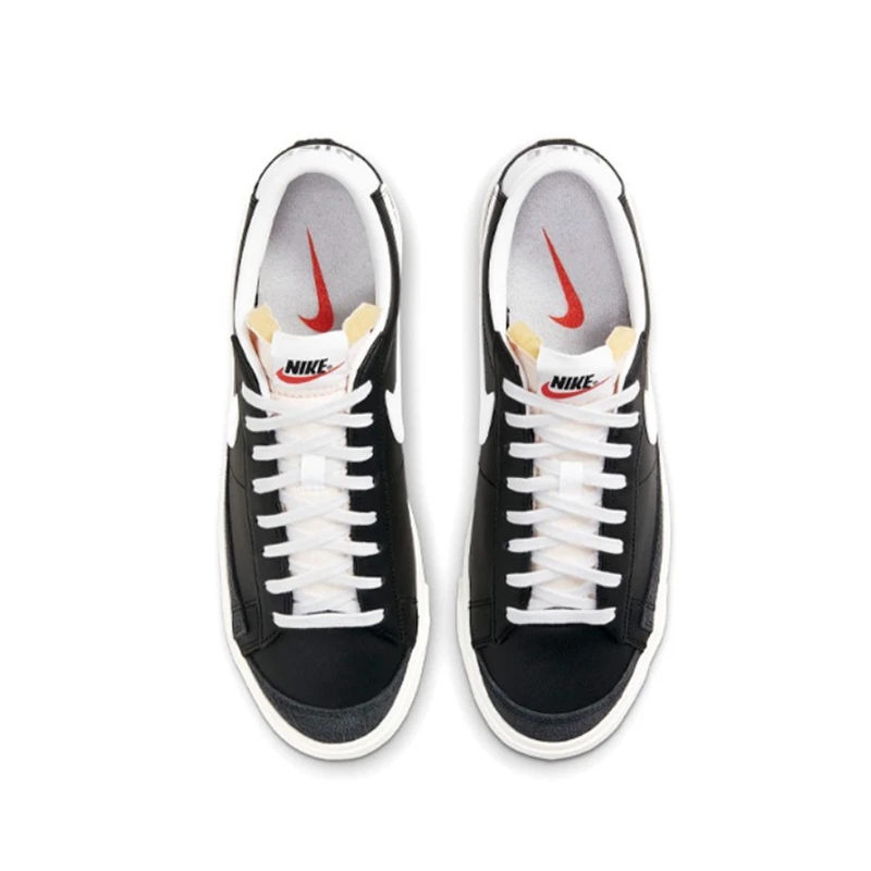 Nike Blazer Low 77 sepatu Skateboard pria wanita, sepatu sneaker datar klasik kulit asli hitam antiselip nyaman