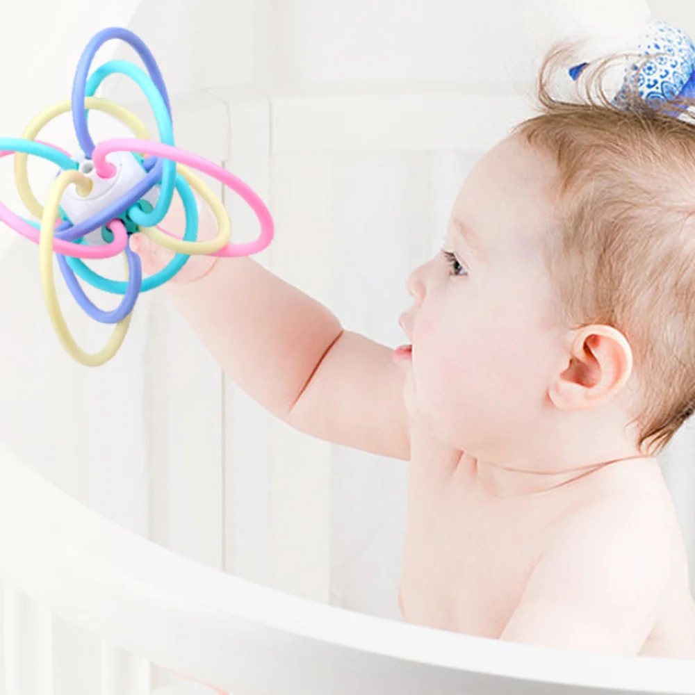 Jouet de hochets en caoutchouc souple pour bébé, cloche à main pour bébé, boule de préhension de fitness, jouets d'exercice de dessin animé pour enfants, jouets précoces