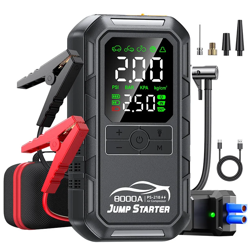 6000mAh 8000mAh 10000mAh 4-in-1 Car Emergency Starting Power Supply (with Air Pump) Portable Power Bank Tire Inflator
