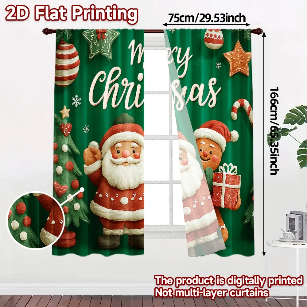 2D Flat Printing,JIT 2pcs, Curtains (Without Rod) Festive Cheer (2) Popular Curtains&Drapes Polyester Easy Install Curtains