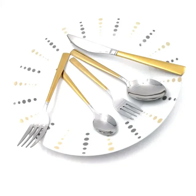 

#For The restaurant sells luxury packaging boxes, kitchen tableware, 24 pieces of 18/10 gold tableware sets, stainless steel.