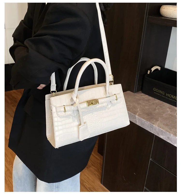 حقيبة كيلي منقوشة على شكل تمساح جديدة لعام 2025 - محفظة كتف وكروس أنيقة، حقيبة يد بمقبض علوي مع حزام قابل للفصل