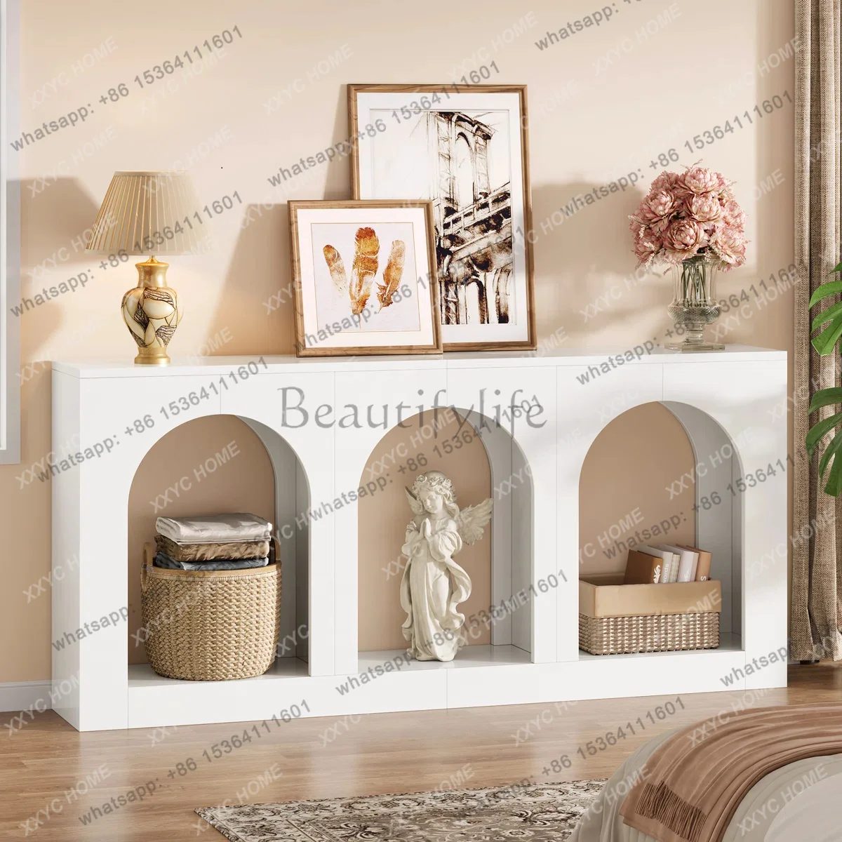 white living room decorative cabinet storage light luxury storage partition cabinet