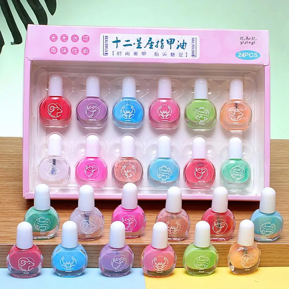 Low Odor Nail Polish for Kids Kids Nail Polish with Vibrant Candy Colors Safe Gentle 24pcs Kids Nail Polish Set Low for Girls