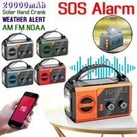 20000mAh Solar Weather Alert Radio Solar Hand Crank Weather Alert AM FM NOAA SOS Alarm Emergency Crank Weather Radio Type-C