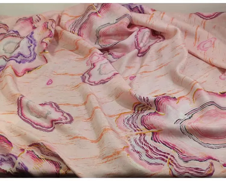 1yard high quality Pink oversized flower tela Copper ammonia wire fabric dress shirt bag cheongsam fabric for material