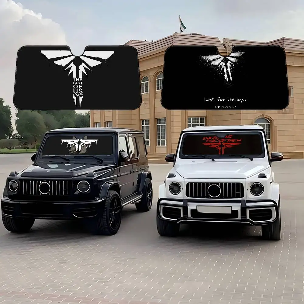 

The L-Last Of U-Us 2 E-Ellie LOGO Front Window Sunshade Black UV Protection Blackout Cloth Windshield Visor Curtain Sunshade