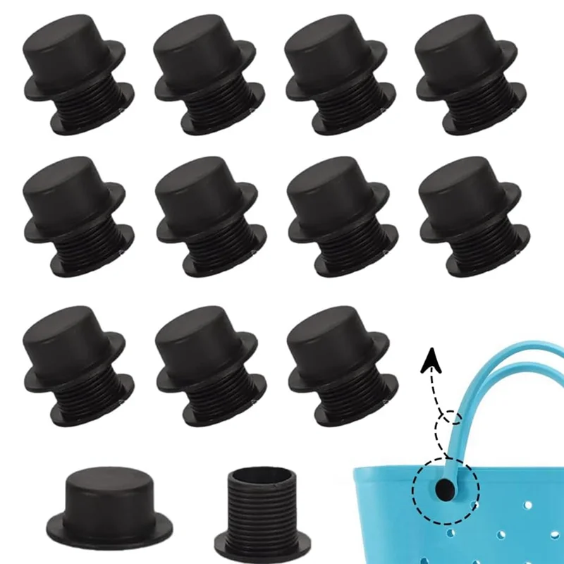 12 Sets Screw Rivets Replacement for Beach Tote Bag Handles Straps Buttons Large Rubber Beach Bags (Black)