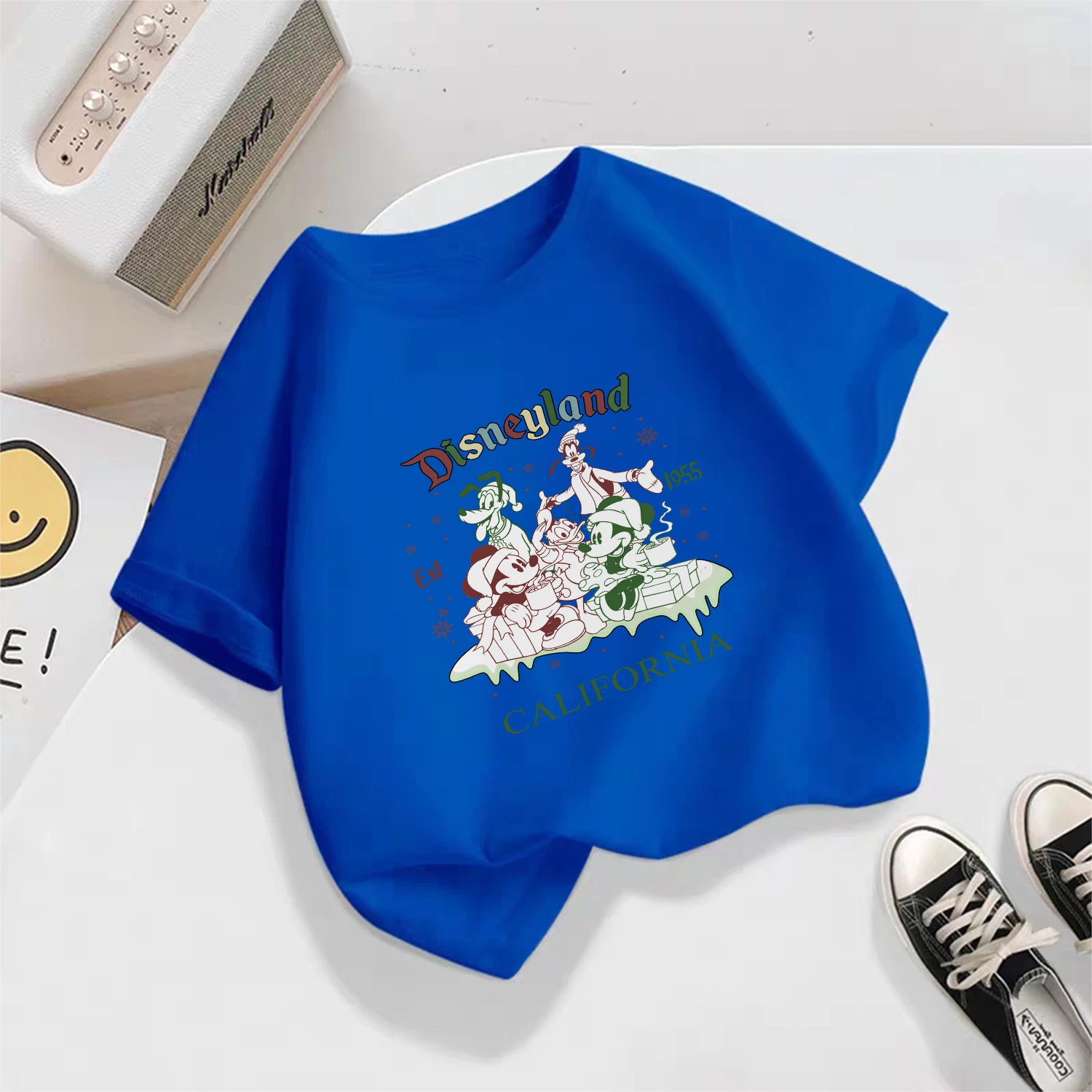 تي شيرت صيفي للأولاد والبنات من القطن الخالص كارتوني ديزني - مريح وغير رسمي بأكمام قصيرة - تي شيرت جديد للأطفال لعام 2026