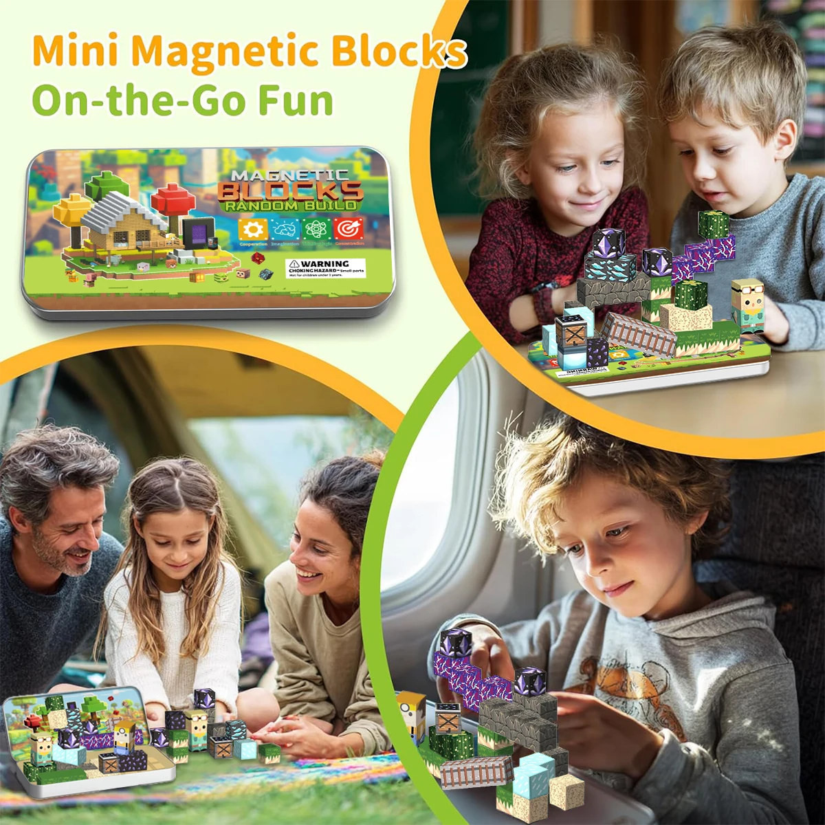 자석 블록 사막 보물 찾기 세트 3세 이상 DIY 모델 어린이 STEM 교육용 감각 장난감 철제 상자 포함