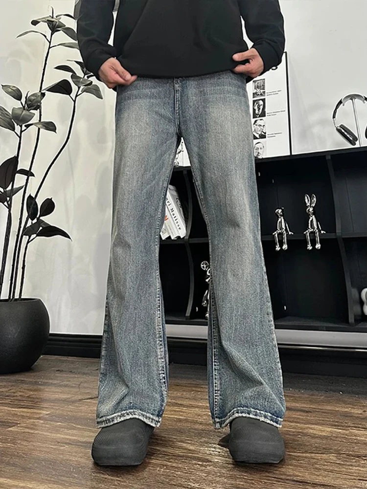 

Cleanfit Vintage Blue Men's Jeans High Street Loose Straight Leg Micro Flared Pants Spring Autumn Waed Casual Jeans