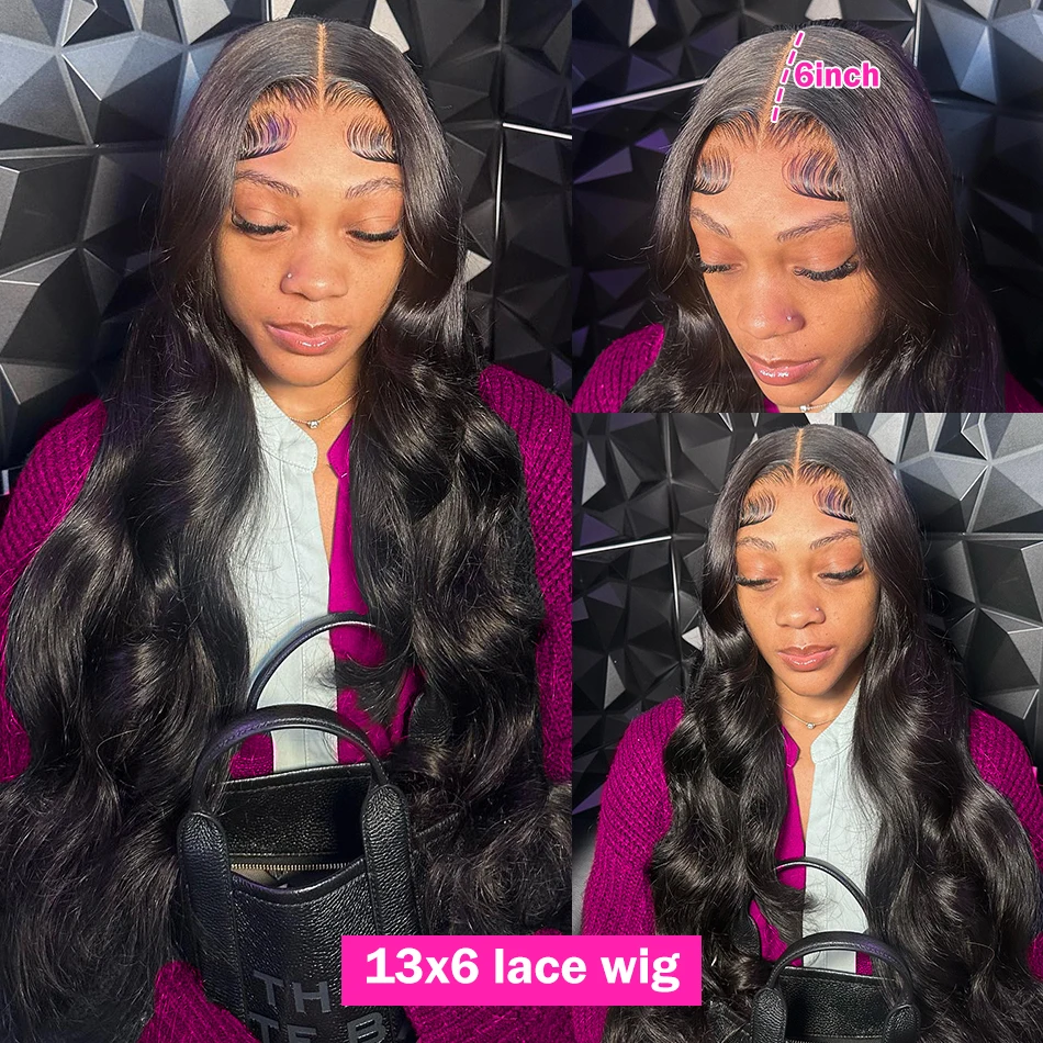 13x6 Hd dentelle frontale perruque cheveux humains 40 pouces 13x4 Hd Transparent dentelle avant pré-plumé noir vague de corps perruques de cheveux humains pour les femmes