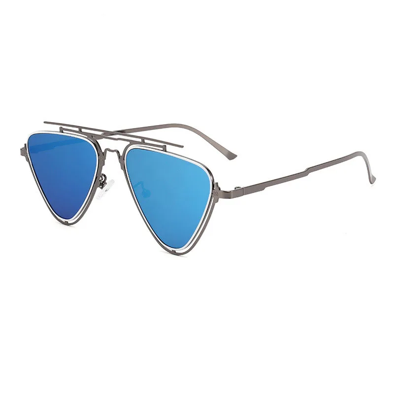 INS Premium Y2K Punk Street Photography Sunglasses Trendy Designer Design Inverted Triangle Metal Double Beam UV400 New Style