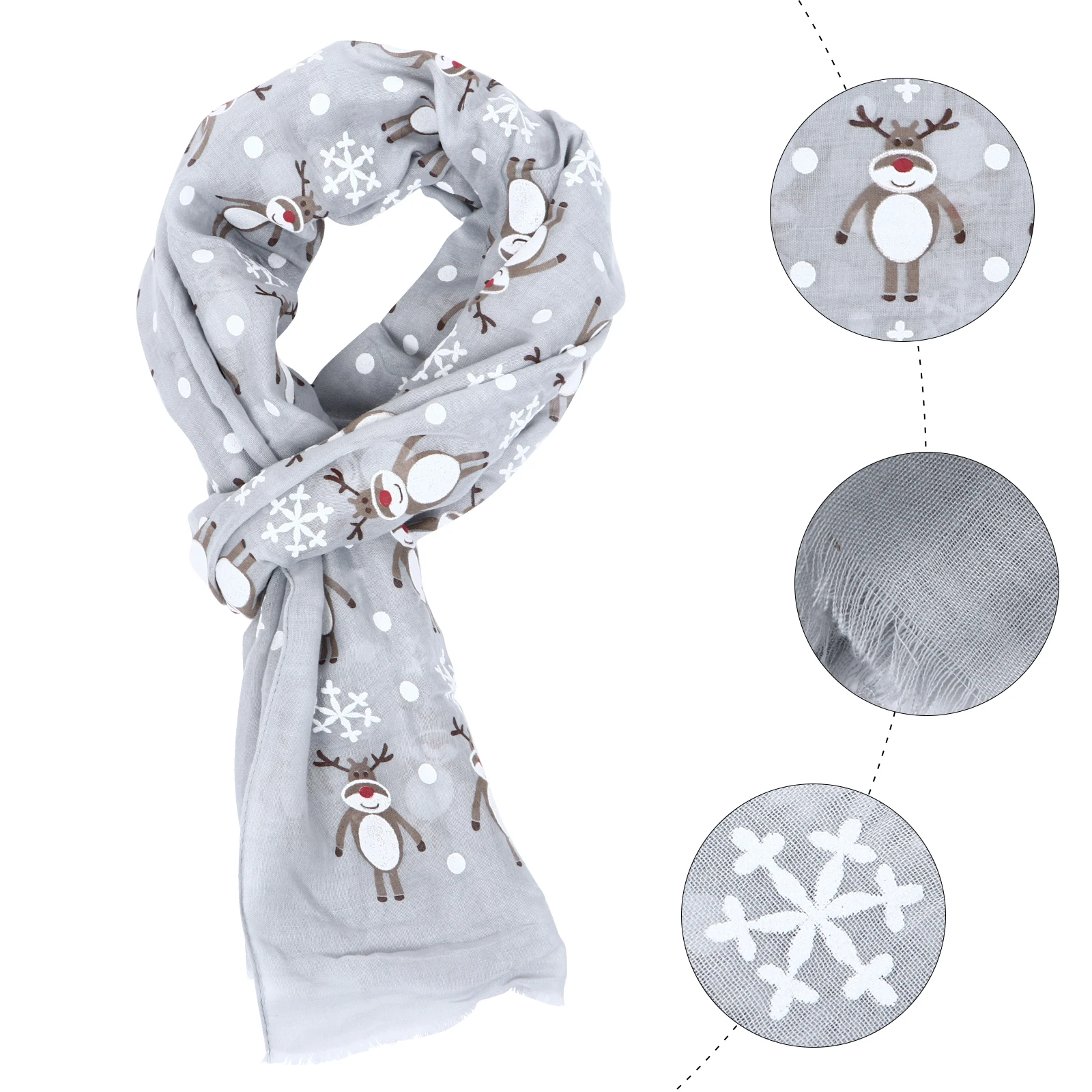 

Elk Print Scarf Winter Xmas Women Fashion Lady Adorable Gift Shawl Wraps Dressy Soft Lightweight Christmas Party Accessories