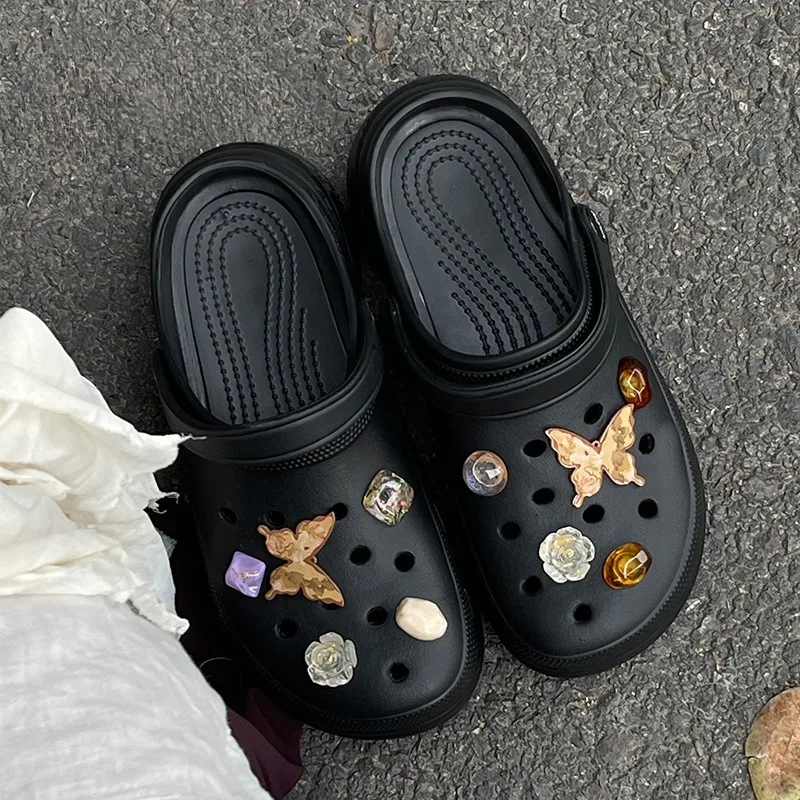 DIY Crystal Stone Shoe Charms Set for Girls Handmade Designer Quality Garden Shoe Decorations Gift with Hole for Easy Attachment