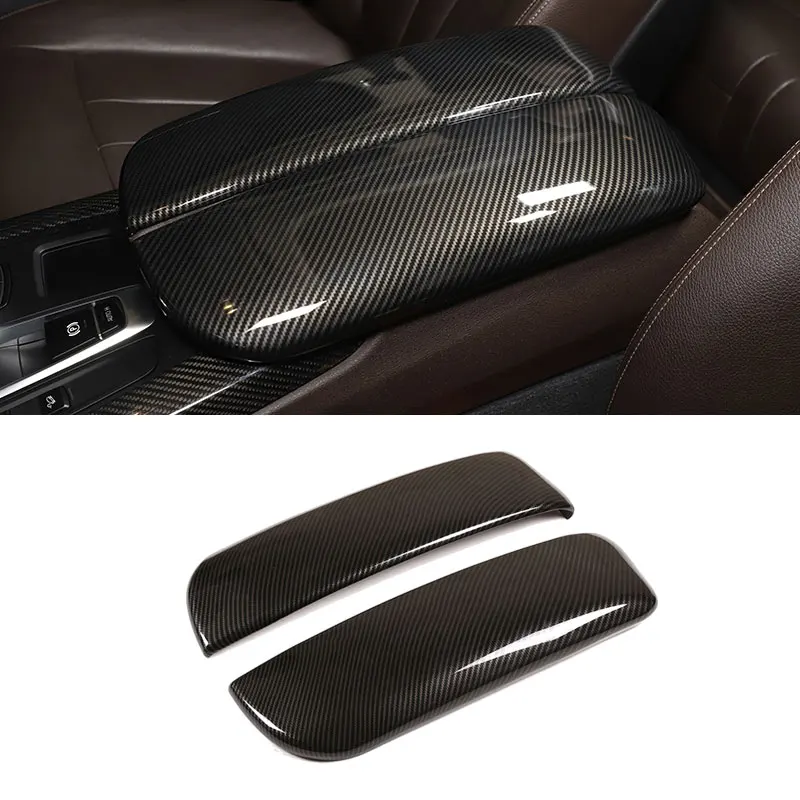 

For BMW X5 X6 F15 F16 2014 2015 2016 2017 2018 2019 ABS Carbon Texture Stowing Tidying Armrest Box Protective Covers Trim