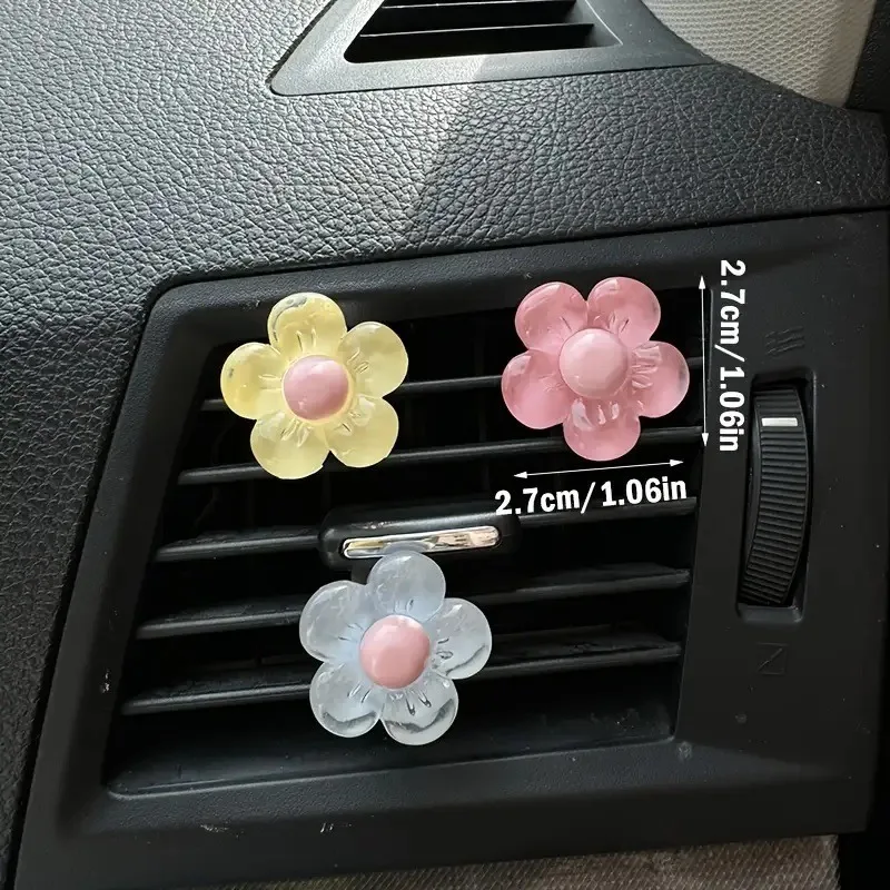 6pcs Cute Flower Aromatherapy Car Air Outlet Decoration Perfume Clip Air Freshener Colorful Flora Decor Auto Accessories