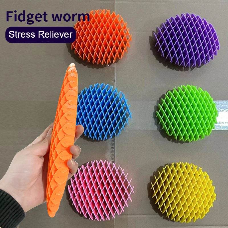 Morphing Worm Fidget Toy Decompression Elastic Net Pressing Stress Relief Worm Toys Plastic Squishy Fidget Funny Gift