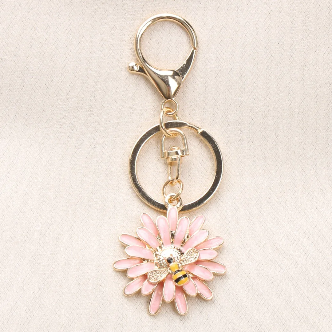 bee keychain Oil Dripping Jewelry Key Chain Small Bee Bag Pendant Car Key Ring Party Gift Wholesale