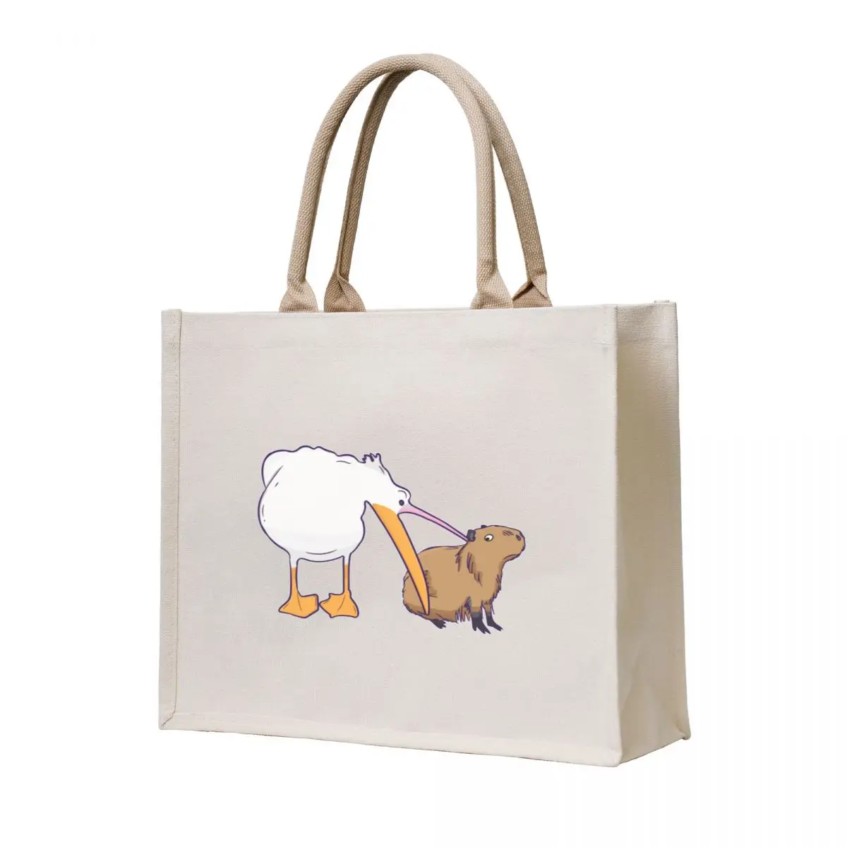 

Pelican Tries to Eat Capybara Funny Cute Meme Tote Bag shopper bag women cloth bag woman luxury women female