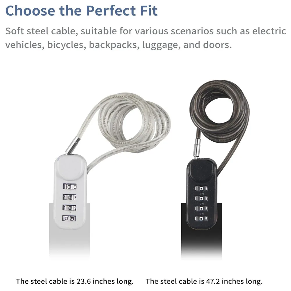 1Pc Mini 4-Digit Combination Cable Lock – Small Portable Steel Wire Padlock for Luggage, Helmet, Cabinet – Lightweight