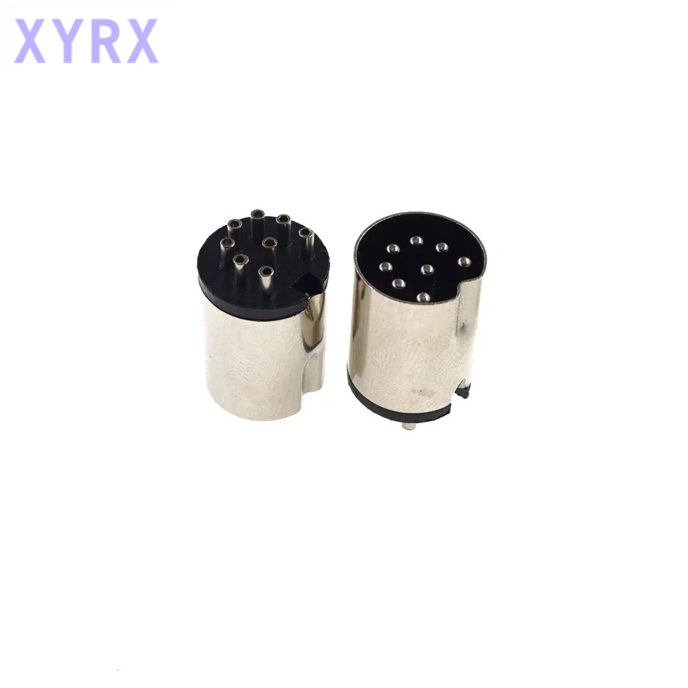 In spot 2/10Pcs 262 Degree 8 Pin DIN Male Plug Header Solder PCB Vertical Circular Push-Pull Power Connector Machined Contacts