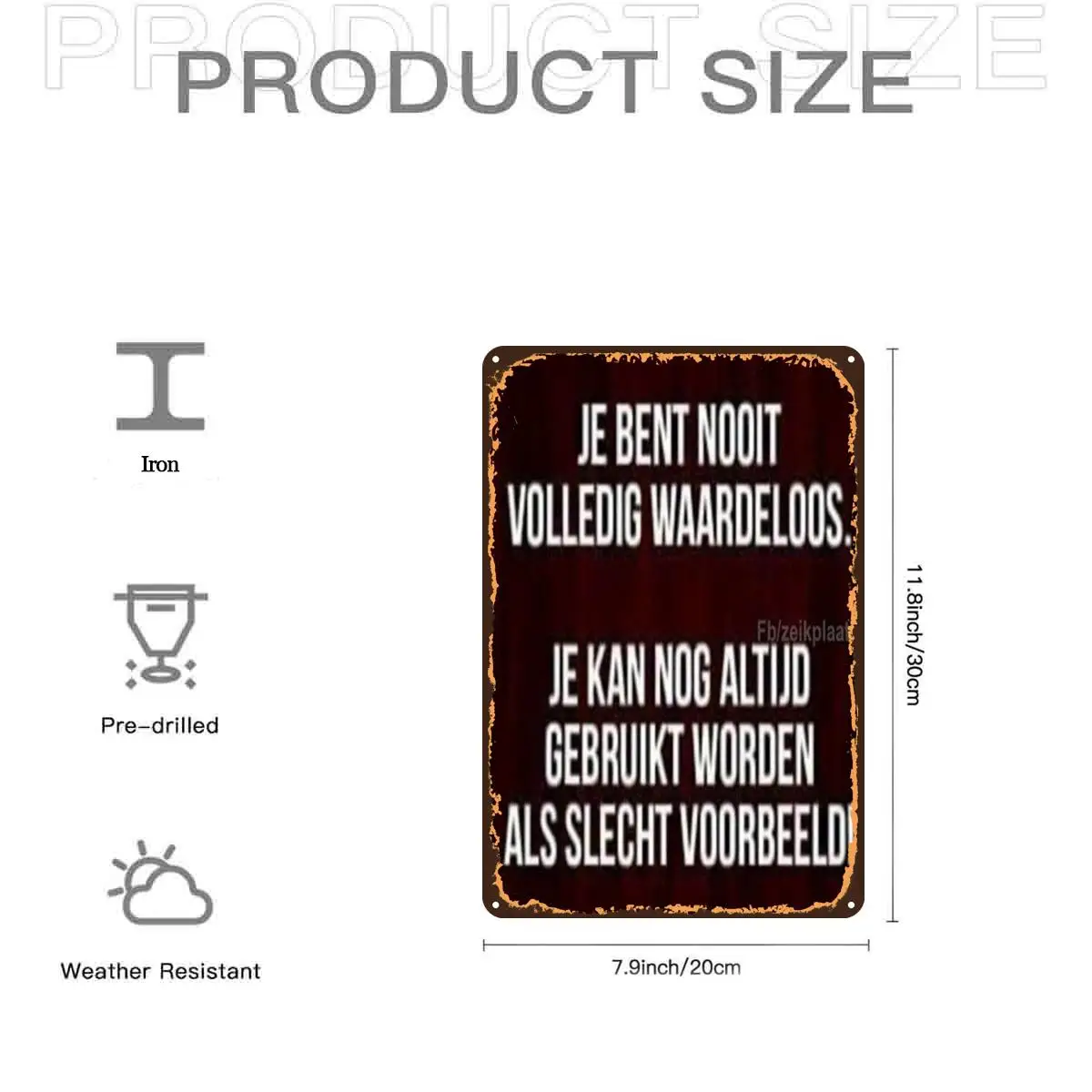 2D Flat, 2D Flat,1pc,Funny Dutch Humor Sign for AdultsMetal Tin Sign, Pre-Drilled Holes, Suitable for Indoor, Garden,Outdoor, Ho