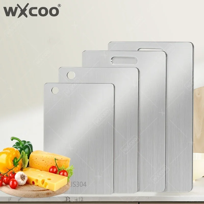 1-5PCS WXCOO Cutting Board for Kitchen Double Sided Stainless Steel Food Grade Chopping Boards for Cut Vegetables Fruit