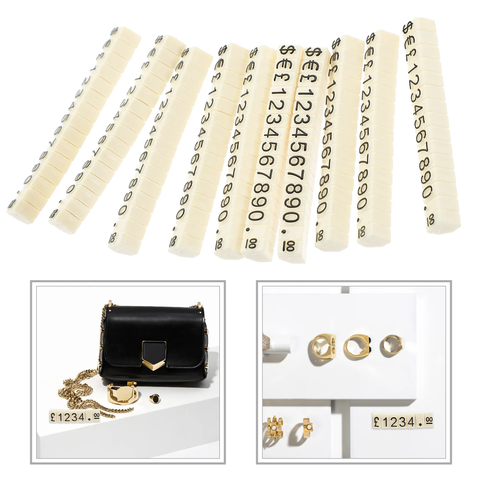 20 Pcs with Base Price Tag Small Sticky Labels Plastic Display Stand Jewelry Tags for Pricing