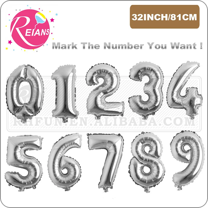 32 Inch Alphabet number Letters Kids Birthday Party Background Decoration Foil Balloon Wedding Supplies Silver baby shower decor