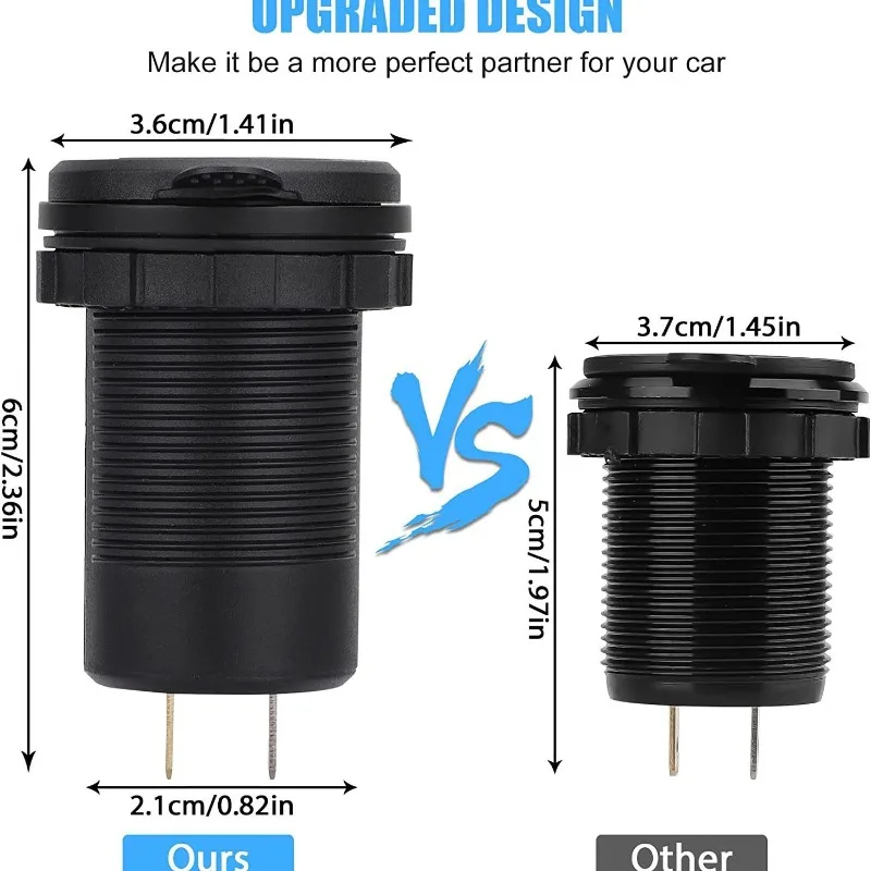 لوحة مفاتيح 3 عصابة مع شاحن USB مزدوج وخزانة سجائر، محور التحكم في الطاقة للدراجات النارية والسيارة #4