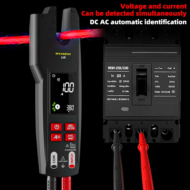 U6 U6X Digital Fork Clamp Meter 600A Current Open Jaw Ammeter Multimeter DC AC Current Hz Electrical Tester Rechargeable Battery