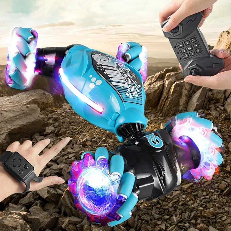 

New 360° Rotating Climbing Car RC 4WD Drift Car With Music Led Lights 2.4G Gesture Radio Remote Control Spray Stunt Car Toy Gift